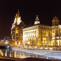 Buy canvas prints of Canal & Three Graces, Liverpool UK by Steve Kearns