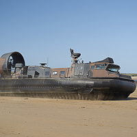 Buy canvas prints of  Royal Marines Hovercraft at Instow Beach  by Pete Moyes
