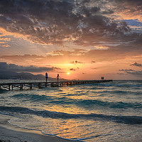 Buy canvas prints of Sunrise,Playa De Muro,Majorca,Spain. by jim wilson