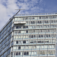 Buy canvas prints of High Rise Building window cleaning by Frank Irwin