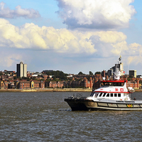 Buy canvas prints of A turbine support vessel in the Mersey by Frank Irwin