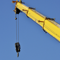 Buy canvas prints of The jib extended on a large crane. by Frank Irwin