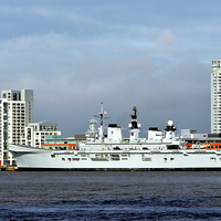 Buy canvas prints of HMS Illustrious berthed in Liverpool by Frank Irwin