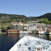 Buy canvas prints of Sailing into Bergen, Norway by Frank Irwin
