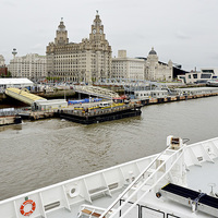 Buy canvas prints of Cruise ship sailing away from Liverpool by Frank Irwin