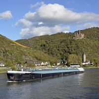 Buy canvas prints of Maus Castle with a  Rhine Boat sailing past and th by Frank Irwin