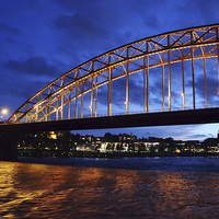 Buy canvas prints of A Rhine bridge at night. by Frank Irwin