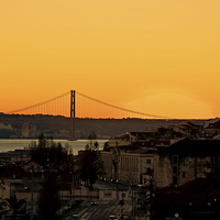 Buy canvas prints of The 25th of April Bridge from Lisbon by night by Frank Irwin