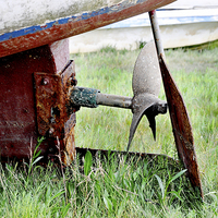 Buy canvas prints of Small boat propeller, Heswall Beach by Frank Irwin