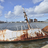Buy canvas prints of Research ship ‘Sarsia’ sunk in Birkenhead’s East F by Frank Irwin