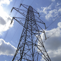 Buy canvas prints of A mighty Pylon against a blue sky by Frank Irwin