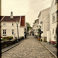 Buy canvas prints of A typical street in Old Stavanger (Grunged) by Frank Irwin