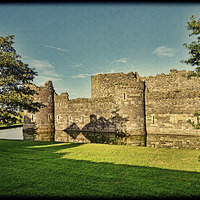 Buy canvas prints of Beaumaris Castle, grunged effect by Frank Irwin