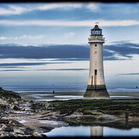 Buy canvas prints of Perch Rock Lighthouse, Wirral (Grunged effect) by Frank Irwin