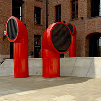 Buy canvas prints of Red ventilators in Liverpool’s Albert Dock by Frank Irwin