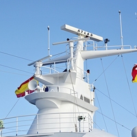 Buy canvas prints of Radar set up on P&O ship Oceana by Frank Irwin