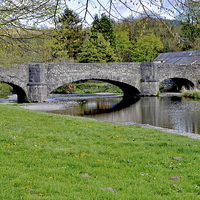Buy canvas prints of The famour three arched bridge at Llanfair TH by Frank Irwin