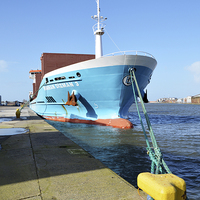 Buy canvas prints of Pictured in Birkenhead docks off-loading its dry c by Frank Irwin