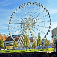 Buy canvas prints of Liverpool’s Ferris wheel by Echo Arena by Frank Irwin