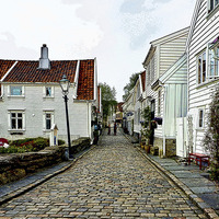 Buy canvas prints of A typical street in Old Stavanger (Artistically do by Frank Irwin