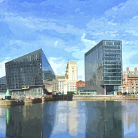 Buy canvas prints of Artistic view across Canning Dock, Liverpool by Frank Irwin