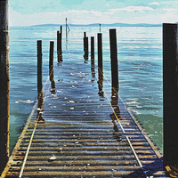 Buy canvas prints of The vanishing pier at Rhos on Sea, Artistically po by Frank Irwin