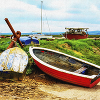 Buy canvas prints of Boats lined up on Heswall Beach by Frank Irwin