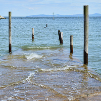 Buy canvas prints of Rhos-on-Sea jetty with the tide in by Frank Irwin