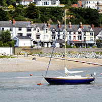 Buy canvas prints of Yacht at anchor in River Conwy by Frank Irwin