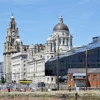 Buy canvas prints of  Liverpool’s Iconic ‘Three Graces’ viewed from Alb by Frank Irwin