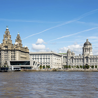 Buy canvas prints of Liverpool’s Iconic ‘Three Graces’ viewed from the  by Frank Irwin