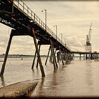Buy canvas prints of  The River Mersey’s Tranmere Oil Terminal Grunged by Frank Irwin