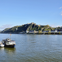 Buy canvas prints of  A view across the Rhine to Ehrenbreitstein Fortre by Frank Irwin