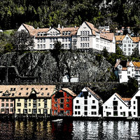 Buy canvas prints of  ‘Arriving at Bergen’ Norway, as a painting by Frank Irwin