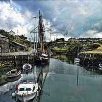 Buy canvas prints of  The Inner Amlwych Harbour artistically portrayed by Frank Irwin