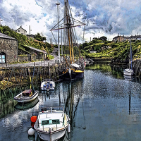 Buy canvas prints of  The Inner Amlwych Harbour – painted effect by Frank Irwin