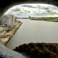 Buy canvas prints of  Dockland, through the” eye of a needle” by Frank Irwin