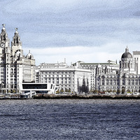 Buy canvas prints of  Liverpool’s ‘Three Graces’ artistically portrayed by Frank Irwin