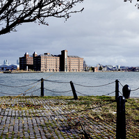 Buy canvas prints of Birkenhead, Wirral, UK, an artistic Dockland vista by Frank Irwin