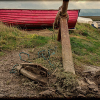 Buy canvas prints of  Heswall beach - grunged effect by Frank Irwin