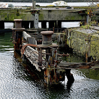 Buy canvas prints of  Broken landing stage in Birkenhead docks by Frank Irwin