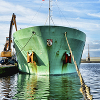 Buy canvas prints of  MV Arklow Rebel offloading cargo in Birkenhead Do by Frank Irwin