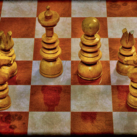 Buy canvas prints of  Grunged pieces from an early 1900s chess set,  by Frank Irwin