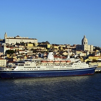 Buy canvas prints of  Marco Polo at Lisbon cruise terminal by Frank Irwin