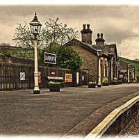 Buy canvas prints of Oakworth Station (Grunged effect) by Frank Irwin