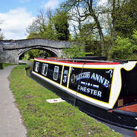 Buy canvas prints of  A narrow boat on the Shropshire union canal. by Frank Irwin