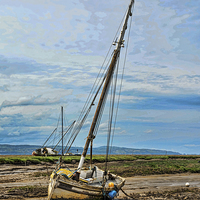 Buy canvas prints of Old White yacht on Heswall Beach by Frank Irwin
