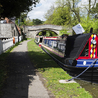 Buy canvas prints of A Canal Narrowboat berthed on the Shropshire Union by Frank Irwin