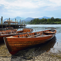 Buy canvas prints of  Rowing boats for hire on Derwentwater. by Frank Irwin
