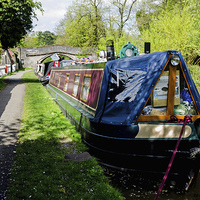 Buy canvas prints of  A pair of narrow boats at Christleton in Cheshire by Frank Irwin